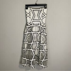 NICHOLAS Black and White Halter Sheath Midi Dress Size 0